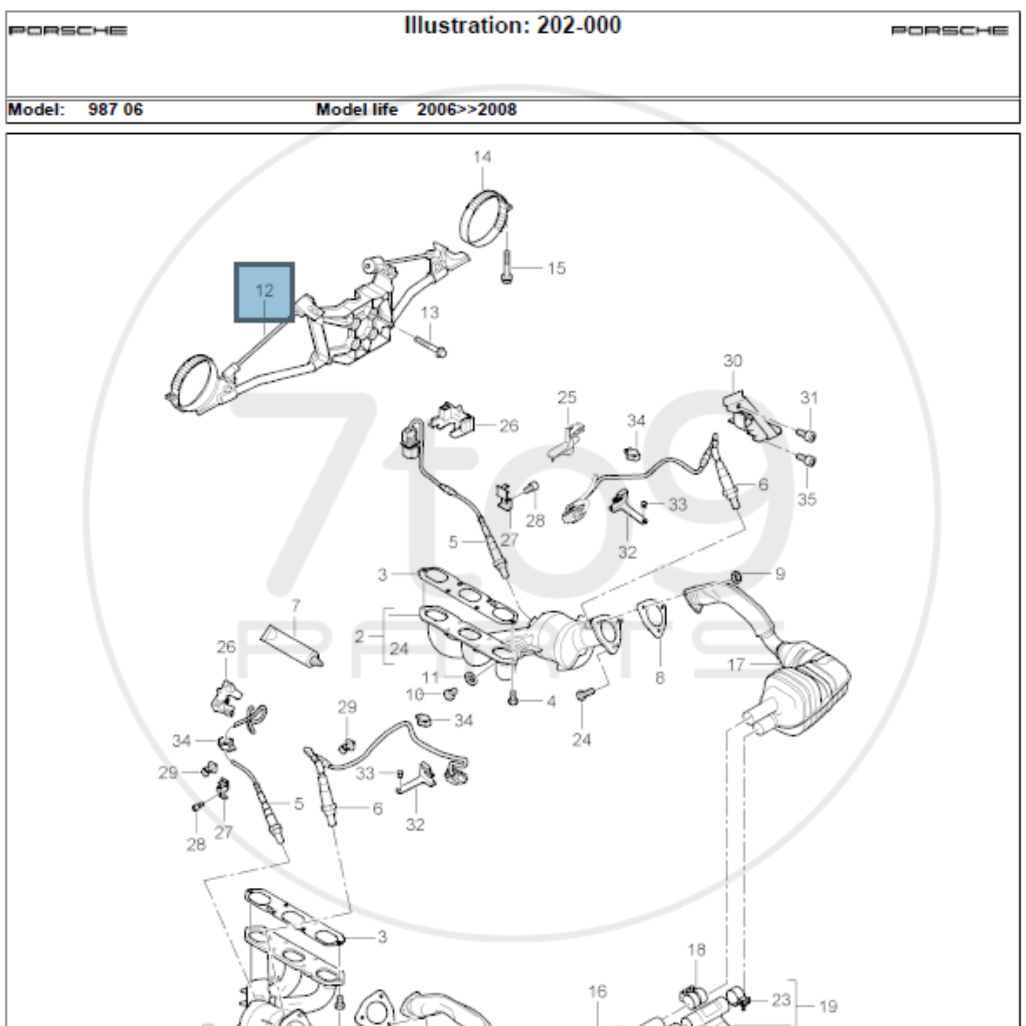 Porsche 987 Cayman S Exhaust Retainer Hanger Mount 987 111 041 02