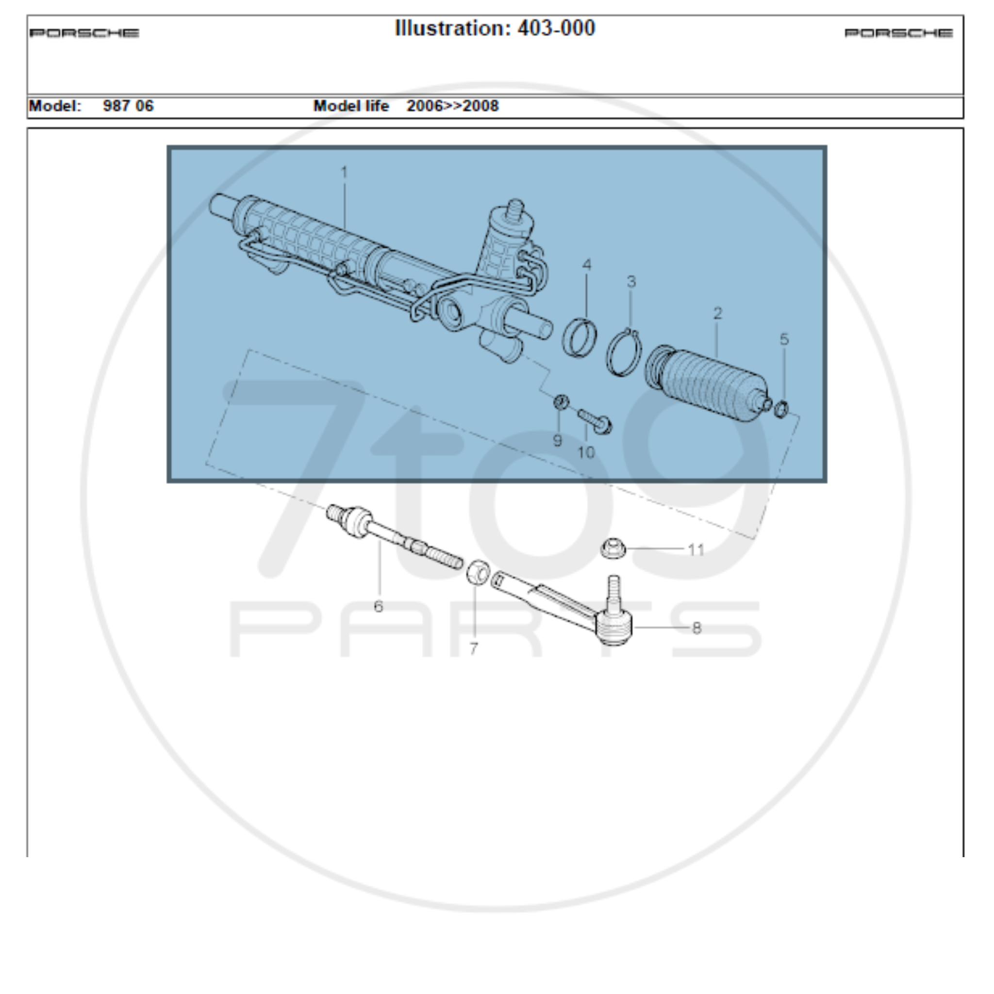 Porsche 987 997 Steering Rack Complete (inc Track Rod and Joint) 997 347 011 06