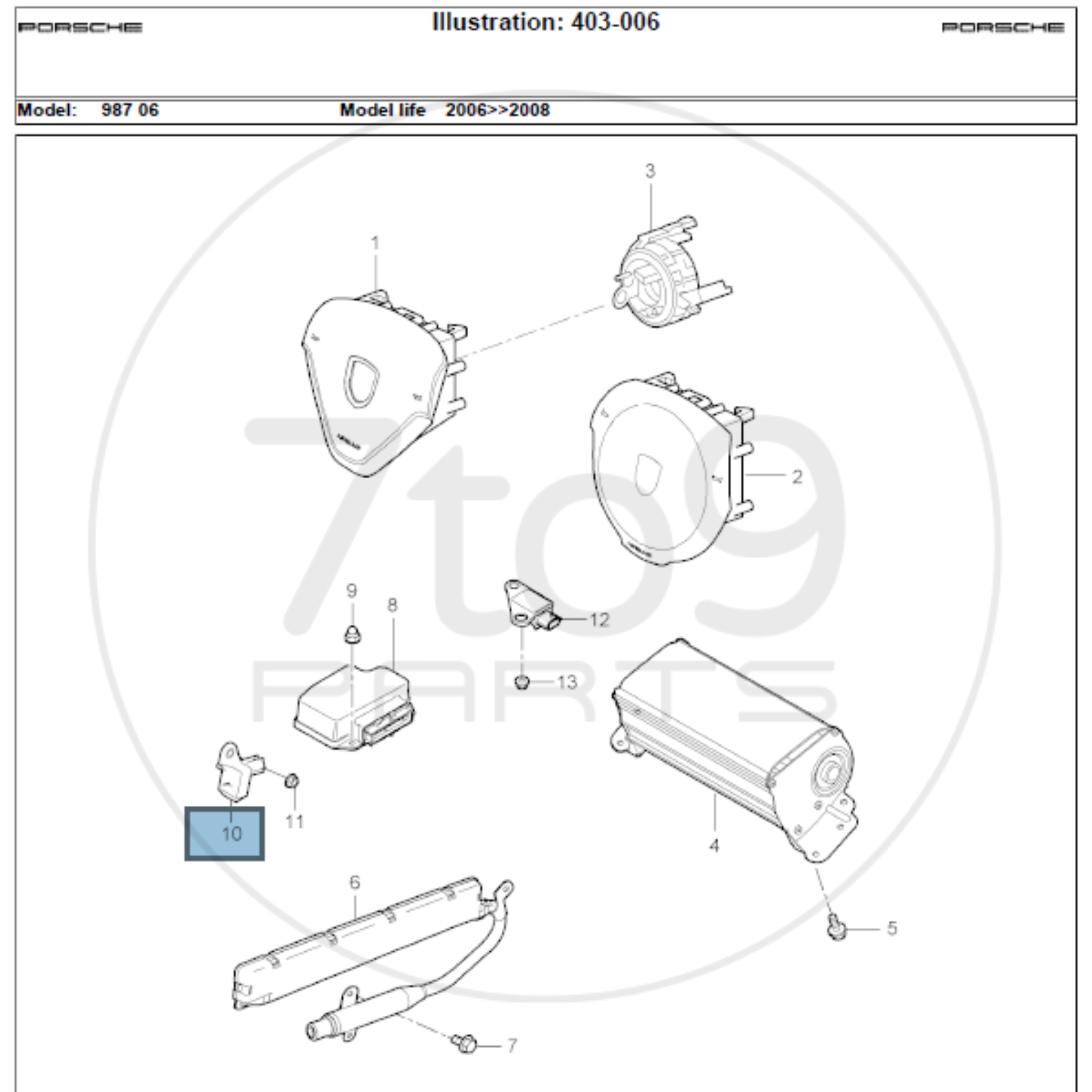 Porsche 987 997 Crash sensor for Airbag 997 618 221 00