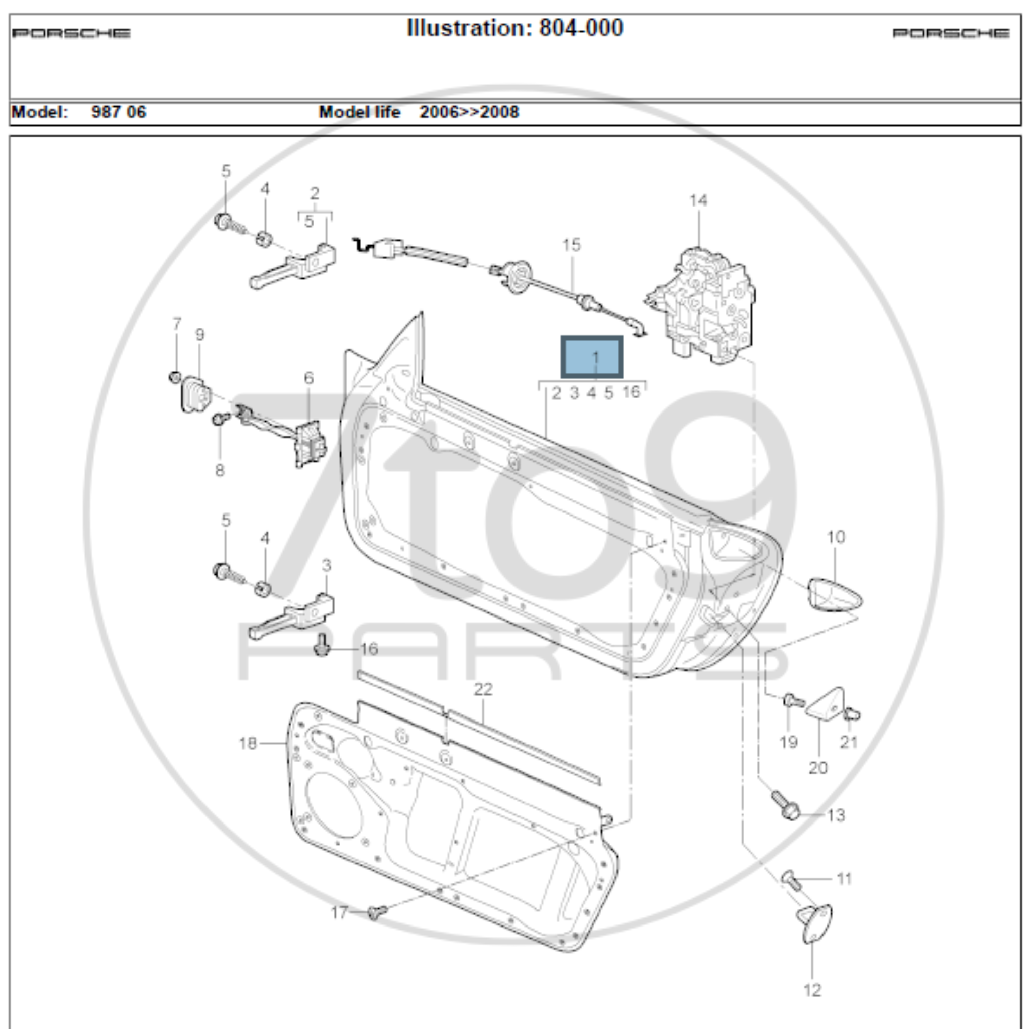 Porsche 987 997 Door Assembly complete LHS inc glass, seals and handle 997 531 011 04