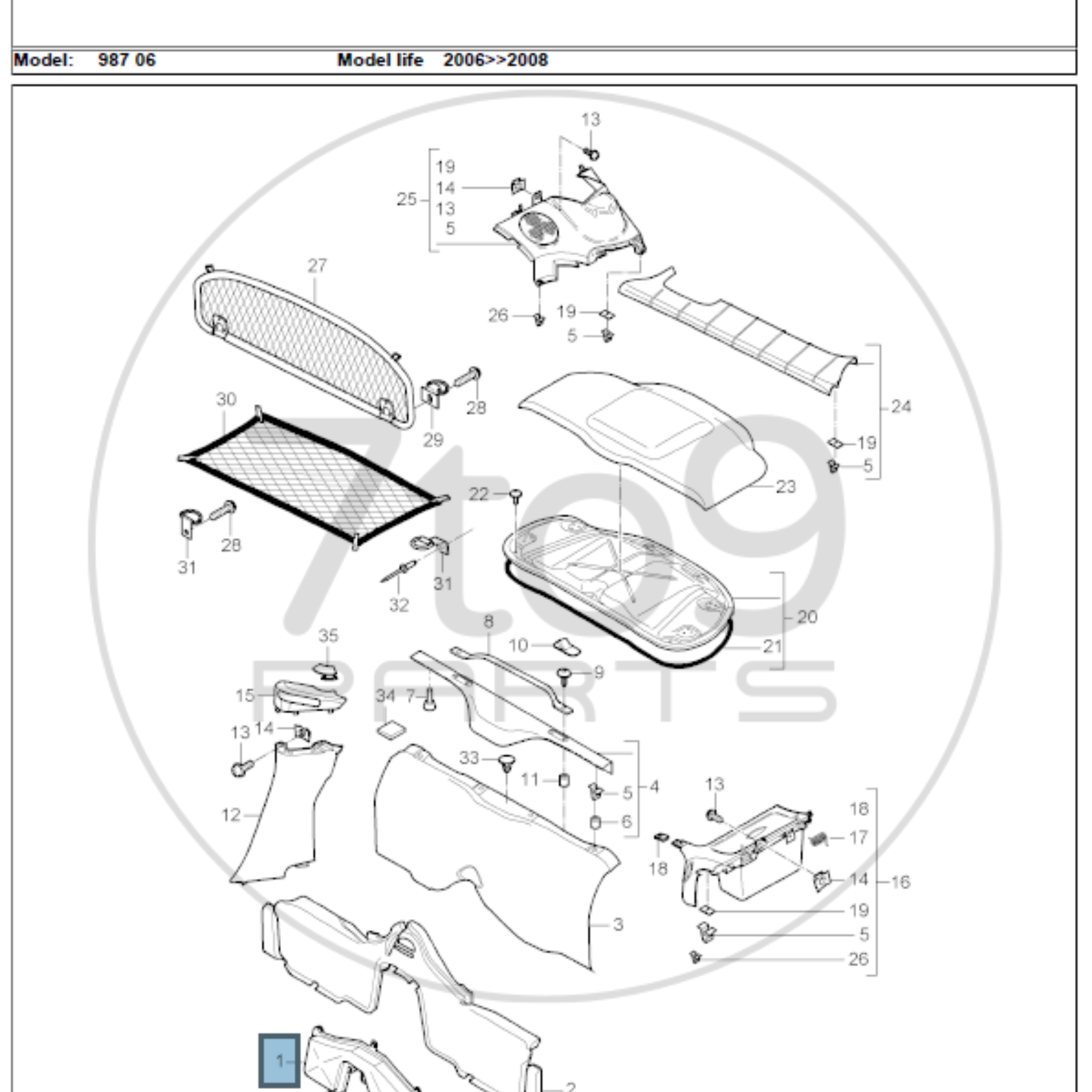 Porsche 996 986 987 Engine Compartment Lid Filler Plate 986 504 181 00