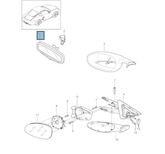 987 Boxster Cayman Interior Mirror Auto Anti-Dazzle 987 731 511 00 01C