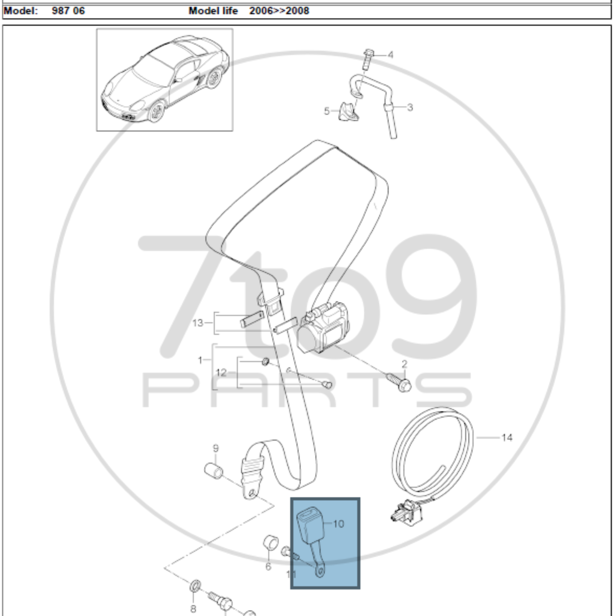Porsche 987 997 Seat Belt Latch Driver RHD997 803 183 04