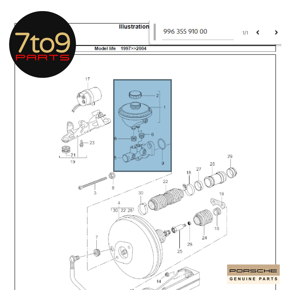 Porsche 996 986 Boxster Brake Booster Assembly 986 352 081 03 / 082 03