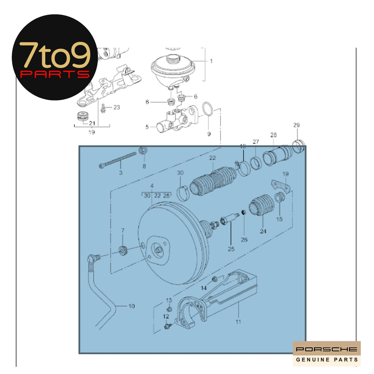 Porsche 996 986 Boxster Brake Master Cylinder and Fluid Reservoir 996 355 910 00 / 996 355 013 00