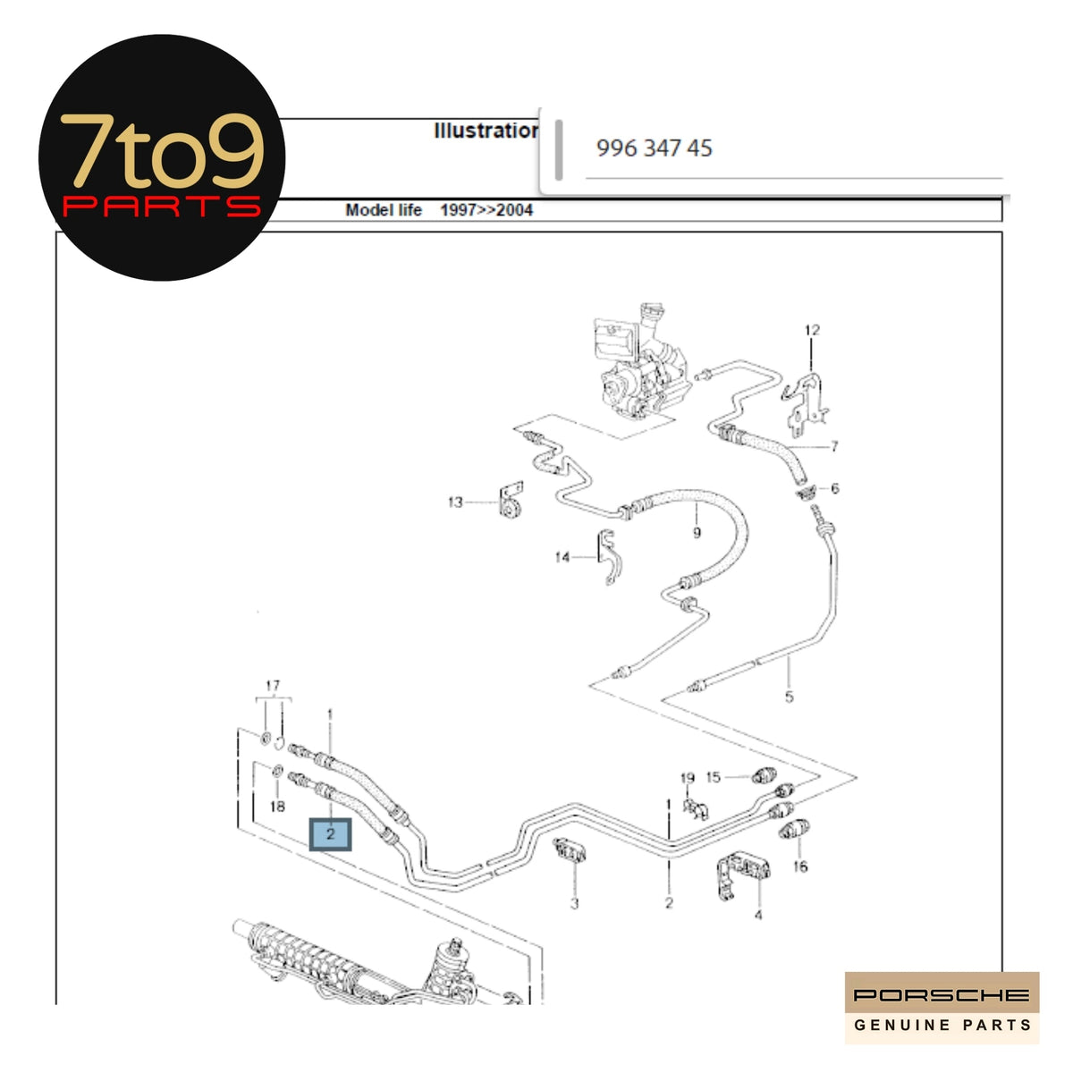 Porsche 996 986 Boxster Power Steering Pressure Line 996 347 131 03