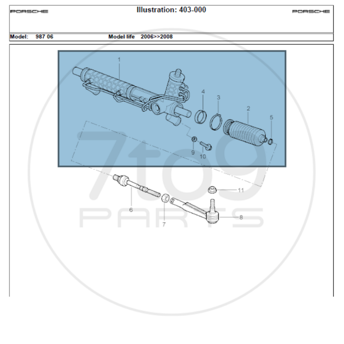 Porsche 987 997 Steering Rack Complete (inc Track Rod and Joint) 997 347 011 06