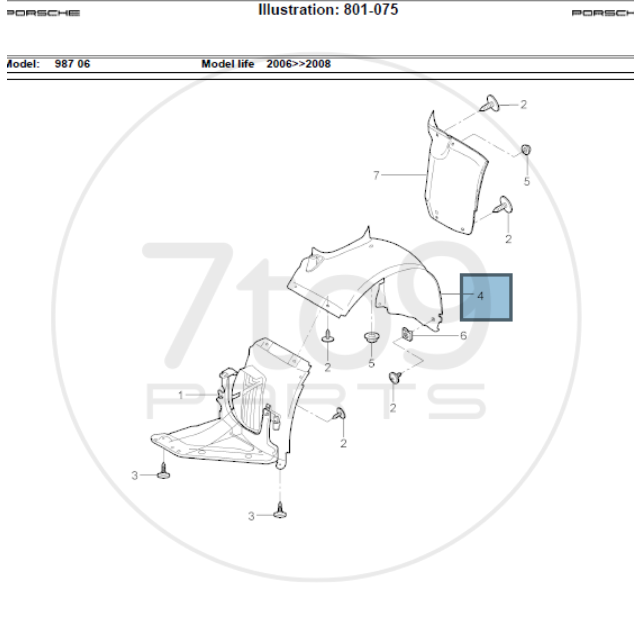 Porsche 987 Cayman S Front Wheel Housing Liner Rear Left 987 504 203 00