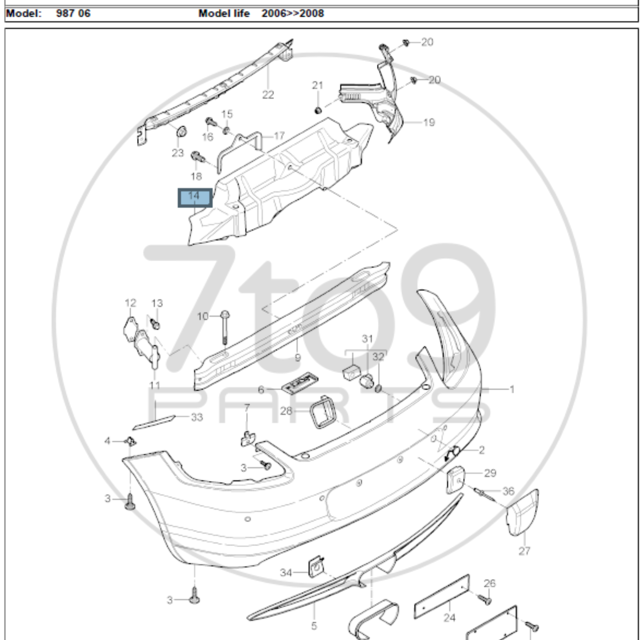 Porsche 987 Cayman Rear Bumper Heat Insulation 987 505 475 01