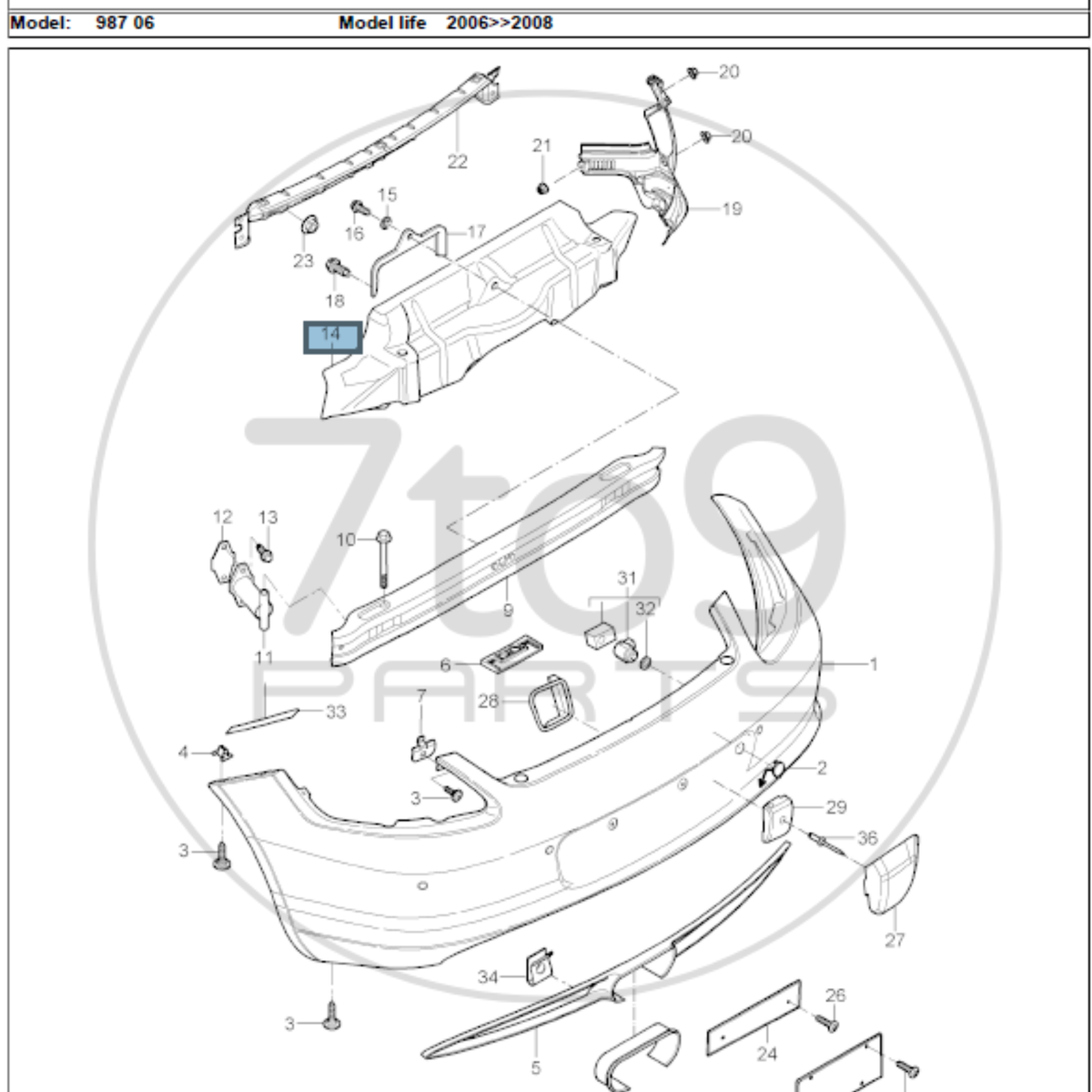 Porsche 987 Cayman Rear Bumper Heat Insulation 987 505 475 01
