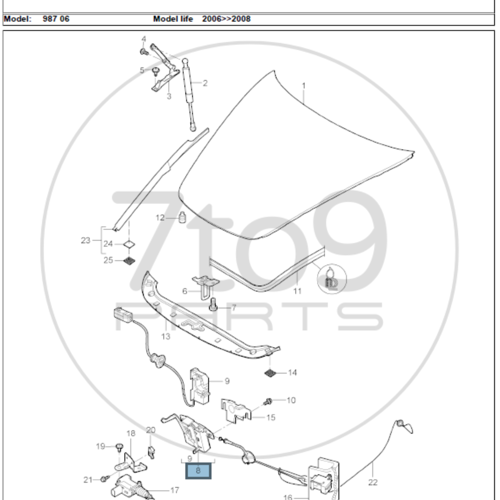 Porsche 987 997 Bonnet Frunk Lock Lower Part 997 511 053 00
