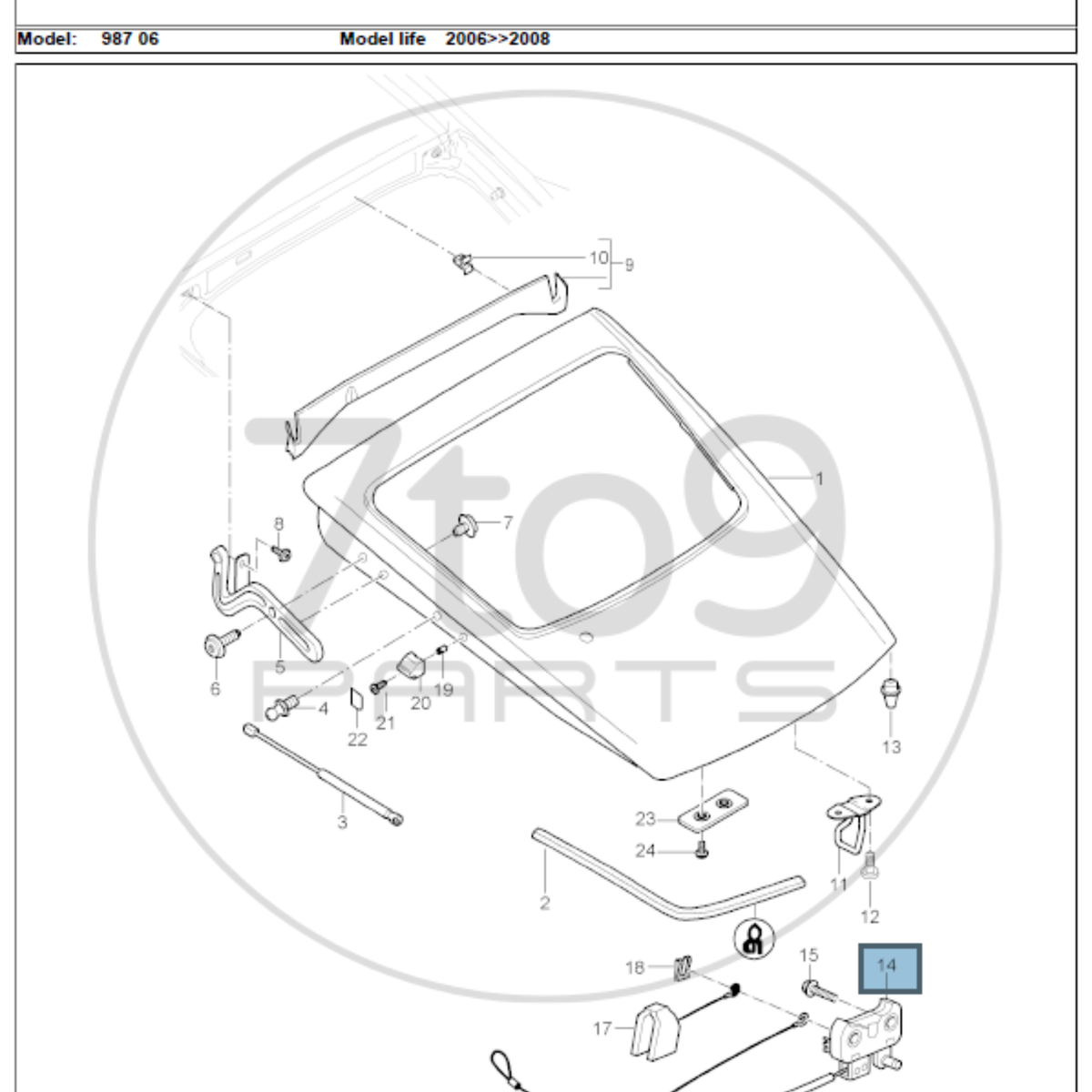 Porsche 987 Cayman S Rear Engine Hatch Lock Lower Part 987 512 053 00