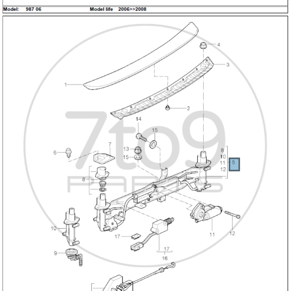 Porsche 987 Cayman S Rear Spoiler Driving Mechanism Complete 987 504 109 00