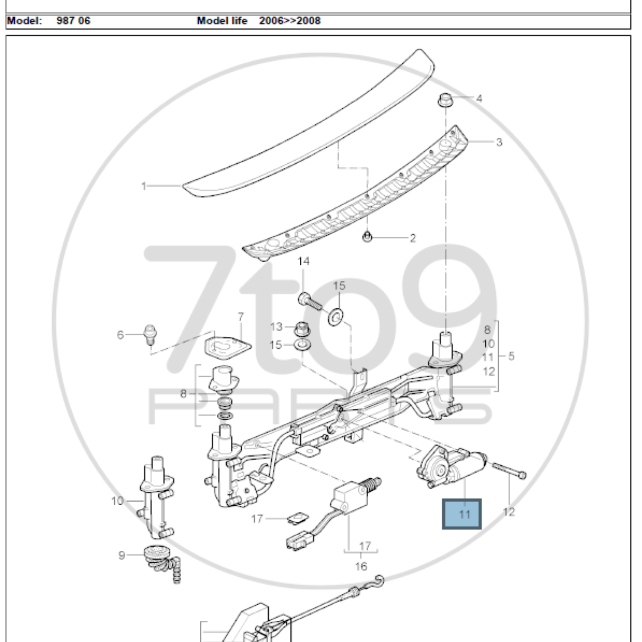 Porsche 996 986 987 Cayman S Rear Spoiler Electric Motor 996 624 151 00