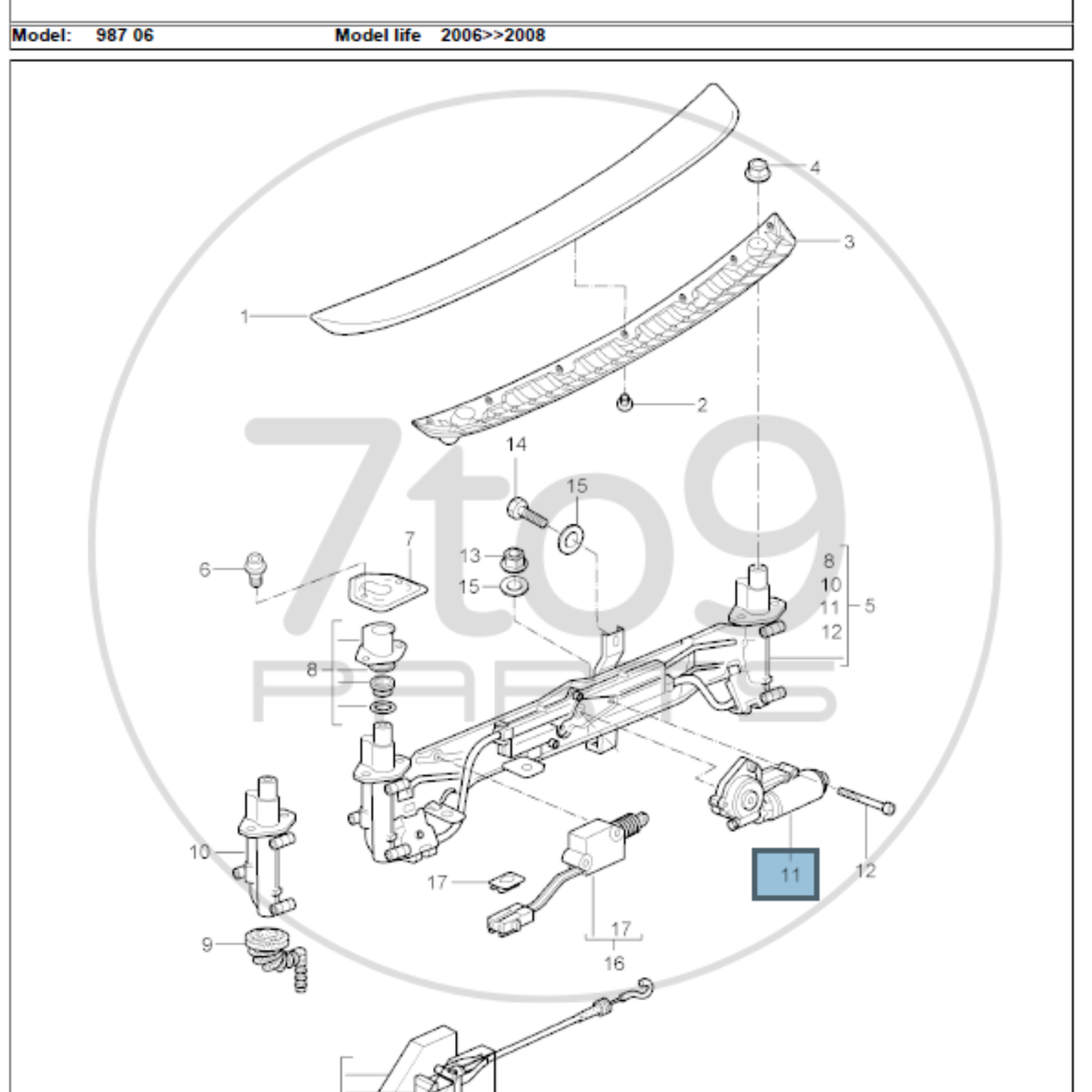 Porsche 996 986 987 Cayman S Rear Spoiler Electric Motor 996 624 151 00