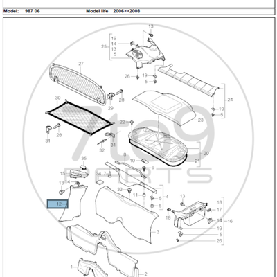 Porsche 987 Cayman S C Pillar Trim Lower Left Black 987 555 215 02 A10