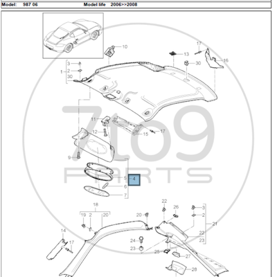 Porsche 987 Cayman S Sun Visor Right 987 731 032 07 A12