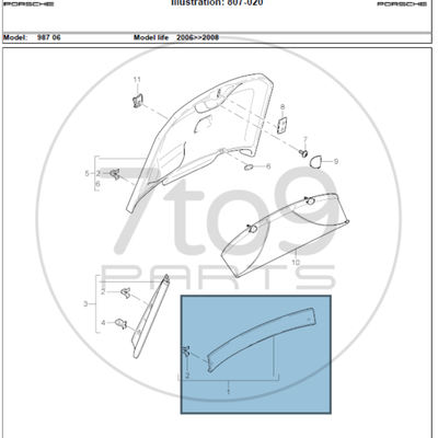 Porsche 987 Cayman S Rear Lid Trim Panel Upper Black 987 555 191 00 A03