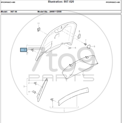 Porsche 987 Cayman S Rear Lid Trim Panel Lower Black 987 555 095 01 FQR
