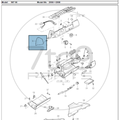 Porsche 987 997 Glove Box Trim Right 997 552 406 02 A03