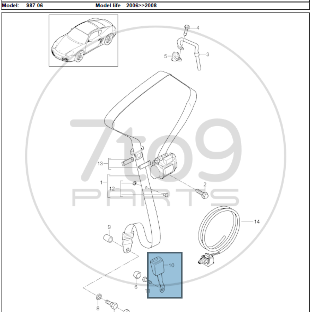 Porsche 987 997 Seat Belt Latch Passenger RHD997 803 183 05
