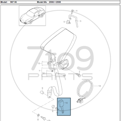 Porsche 987 997 Seat Belt Latch Driver RHD 997 803 183 04